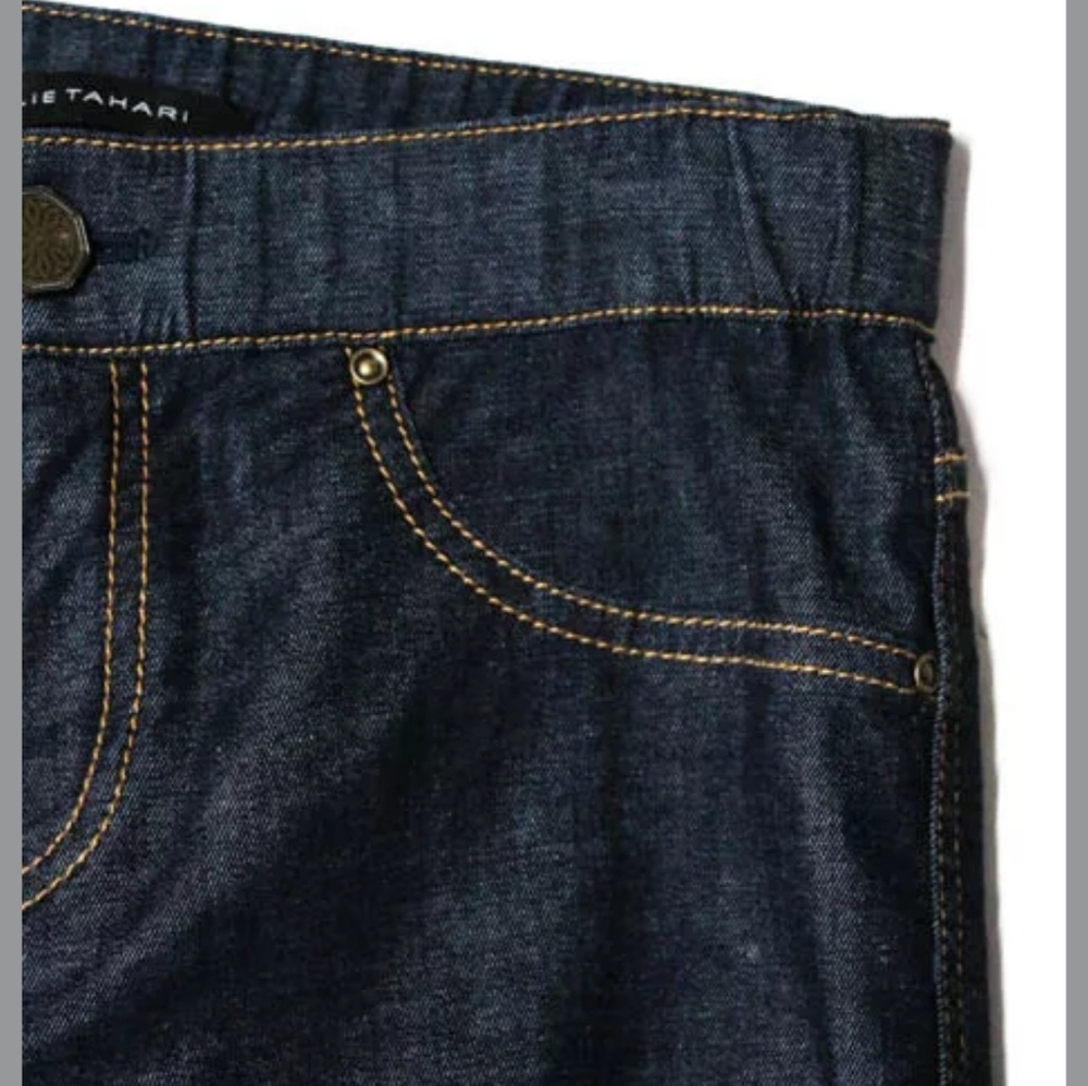 ELIE TAHARI BLUE COTTON STRAIGHT LEG JEGGING JEANS - Picture 3 of 7